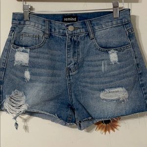 high waisted denim shorts